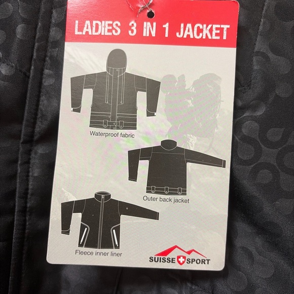 Suisse Sport Black Patterned Jacket NWT - Picture 6 of 7